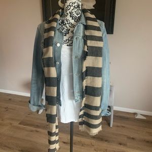 H&M Jean jacket, white tank and scarf SZ Small